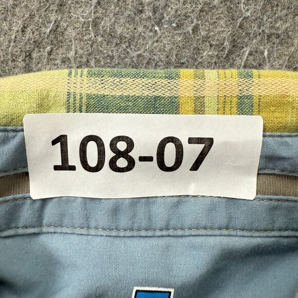 Kuhl Persuadr Shirt Men L Yellow Green Brown Linen Plaid Short Sleeve Button Up - Picture 15 of 15